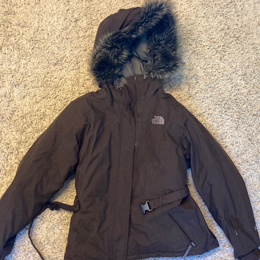 Brown North Face winter jacket
